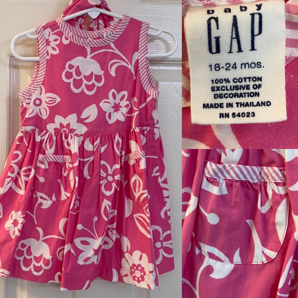2003 Baby Gap dress pink Hawaiian flowers bloomers VINTAGE QUALITY!!